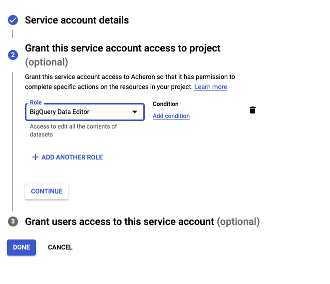 Grant access to account